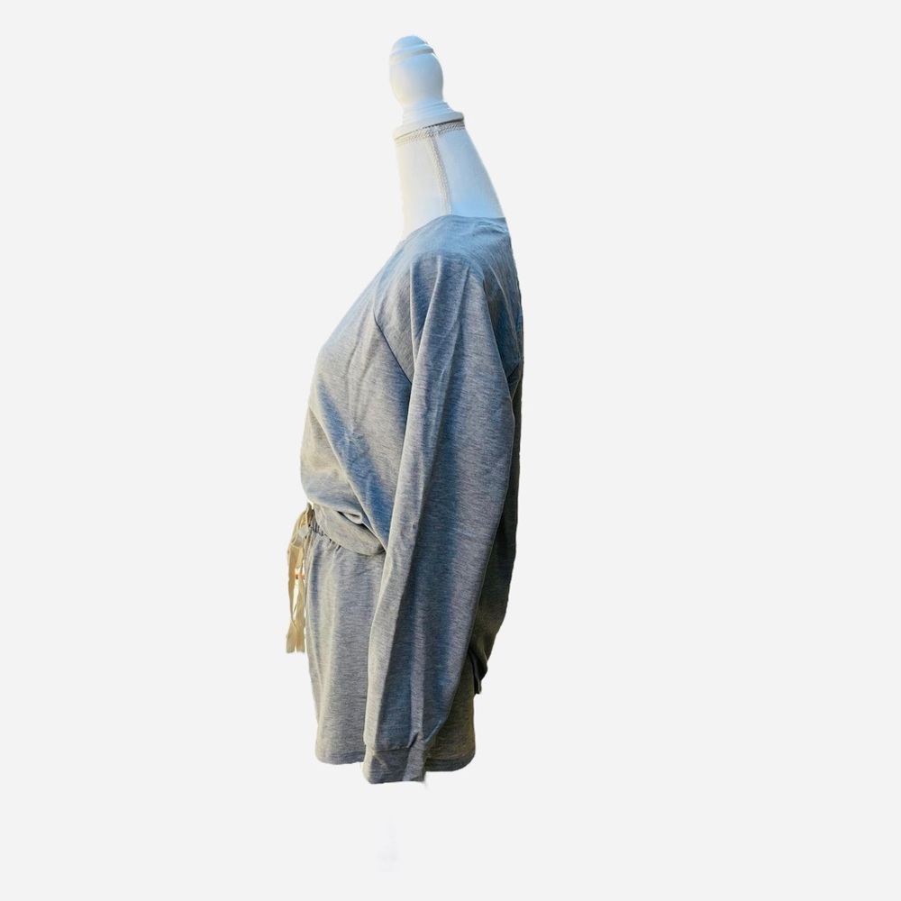 Comfy Round Neck Loungewear Short Set Light Gray - Picture 8 of 9